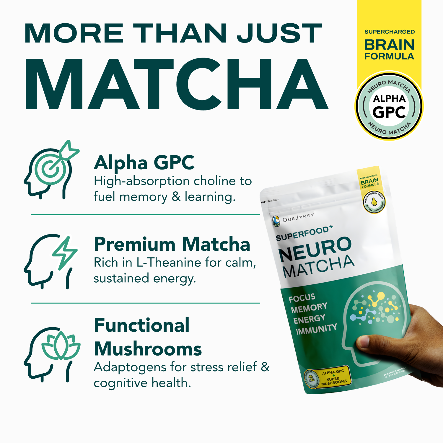 NeuroMatcha Mushroom Matcha with Alpha GPC - OurJrney